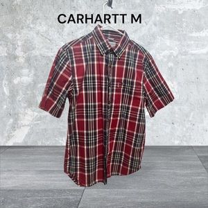 CARHARTT, MÉDIUM,SHORT SLEEVE, RED,BLUE,CREAM PLAID, SHORT SLEEVE BUTTON DOWN.
